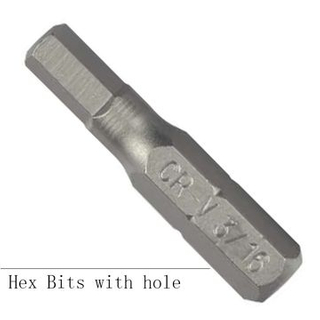 Chave de fenda de ponta única de 25 mm Hex Bits com furo